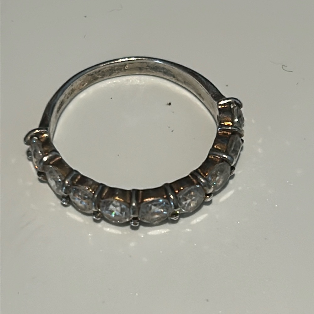 # 10 Sterling Silver Ring Band With Cz Size 8